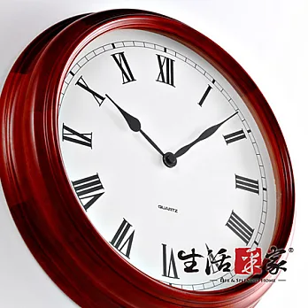 【生活采家】歐式經典40cm栗色實木靜音掛鐘#01022