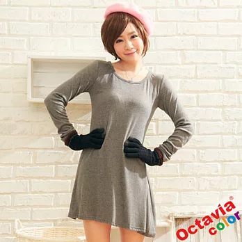 【OCTAVIA COLOR】天使之心傘版修身純色彈性長T - 雲裡灰