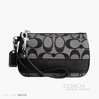 《COACH》新款 經典C Logo黑灰織布拉鍊晚宴/手拿包