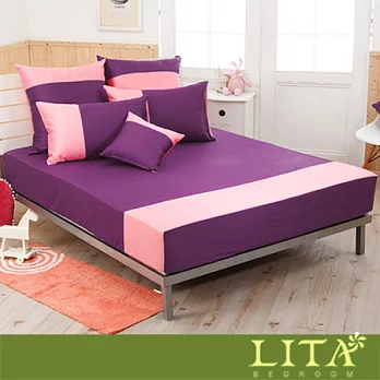 LITA麗塔(魔術方塊－桑椹x胭脂粉)單人二件純棉薄床包枕套組