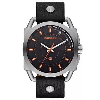 DIESEL 魅力概念都會時尚腕錶(皮帶-橘黑)