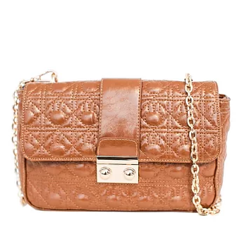 【Miffy】米菲 菱格壓紋系列-側肩包(復古黃)