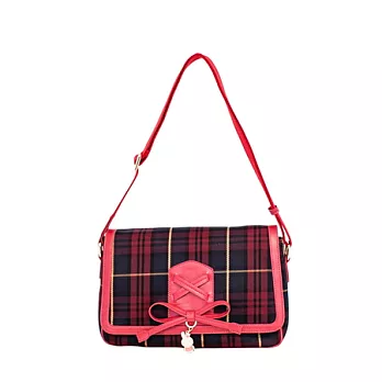 【Miffy】米菲 經典格紋系列-斜側包(魔力紅)