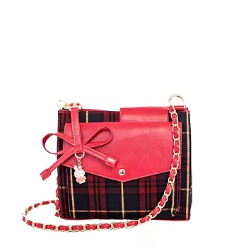 【Miffy】米菲 經典格紋系列-斜背包(魔力紅)