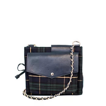 【Miffy】米菲 經典格紋系列-斜背包(深邃藍)