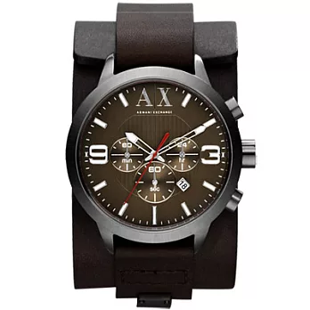 AX Armani Exchange 龐克騎士三環時尚腕錶(咖啡)
