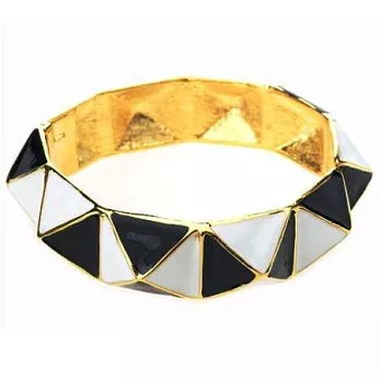 【Kenneth Jay Lane】好萊塢巨星名媛最愛黑白金字塔砝瑯金手環/立體款