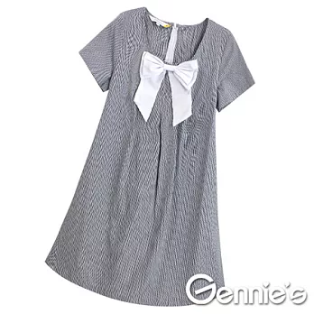 【Gennie’s奇妮】知性．直條紋春夏孕婦洋裝(G1152)S黑