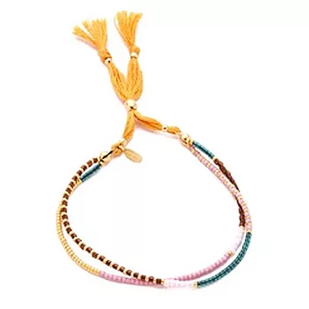 【SHASHI】美國品牌Carlita尼泊爾風雙層幸運手鍊芥末黃