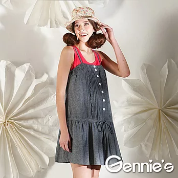 【Gennie’s奇妮】細肩背心綁腰棉質孕婦洋裝(G2102)S灰