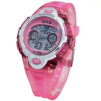 O.T.S奧迪斯流行七彩冷光運動電子錶-354(粉色)