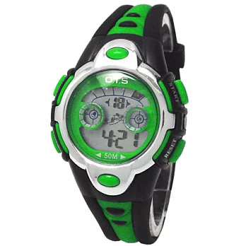 O.T.S奧迪斯流行七彩冷光運動電子錶-354(黑綠)