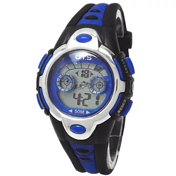 O.T.S奧迪斯流行七彩冷光運動電子錶-354(黑藍)