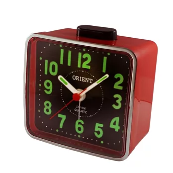 【日本東方ORIENT】TI-024簡約方型夜光鬧鐘(紅黑)