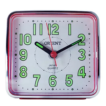 【日本東方ORIENT】TI-024簡約方型夜光鬧鐘(紅白)