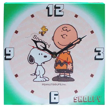 SNOOPY-HSC-112史努比V.S查理可愛卡通木材掛鐘(綠)