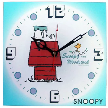 SNOOPY-HSC-114史努比仰躺木屋造型可愛卡通木材掛鐘(藍色)