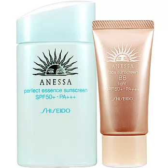 SHISEIDO 資生堂 安耐曬粉藍防曬水精華+高效防曬BB霜(明亮色)正貨組