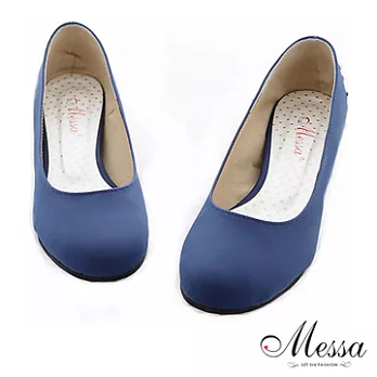 【Messa米莎】(MIT)嚴選麗緻鉚釘內真皮楔型包鞋-36藍色