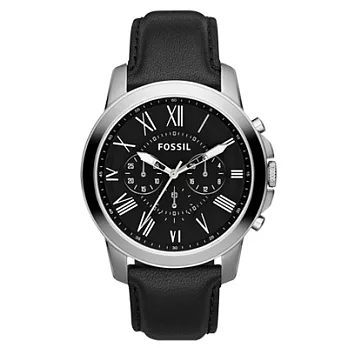 FOSSIL 扭轉科技三眼時尚腕錶(皮帶-黑)