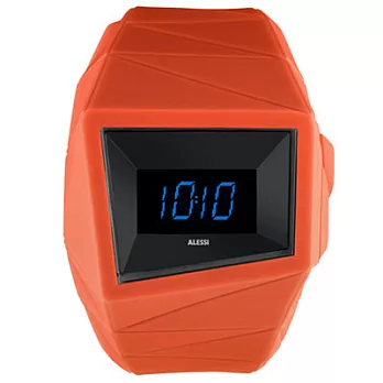 ALESSI 線條結構立體電子腕錶-橘