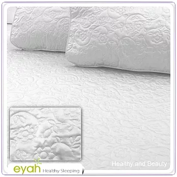 【EYAH宜雅】絲緞面立體花紋100%防水雙人保潔墊三件組(含枕墊*2)-銀白