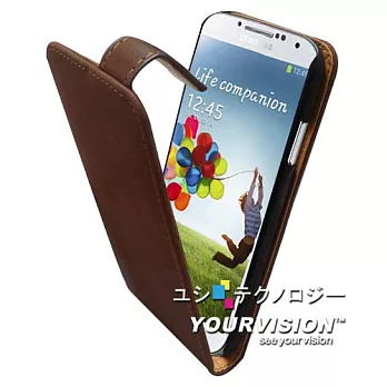 Samsung GALAXY S4 i9500 經典復古款下掀磁扣皮套 _經典棕