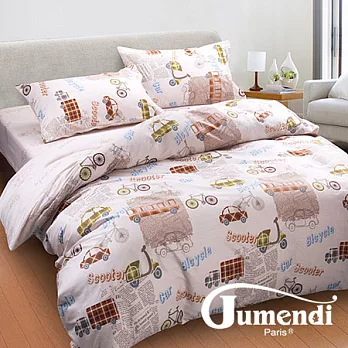 【Jumendi-車車物語】台灣製四件式特級純棉床包被套組-雙人