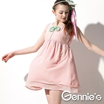 【Gennie’s奇妮】輕甜少女雪紡無袖洋裝 (G1517)M粉