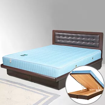 《Homelike》艾凡6尺掀床組+獨立筒床墊-雙人加大-胡桃木紋