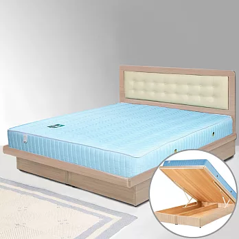 《Homelike》艾凡6尺掀床組+獨立筒床墊-雙人加大-白橡木紋