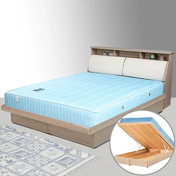 《Homelike》黛絲6尺掀床組+獨立筒床墊-雙人加大-白橡木紋