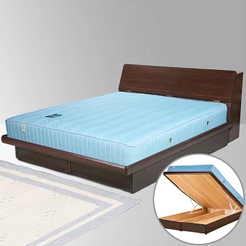 《Homelike》諾雅6尺掀床組+獨立筒床墊-雙人加大-胡桃木紋