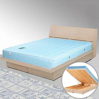 《Homelike》諾雅6尺掀床組+獨立筒床墊-雙人加大-白橡木紋