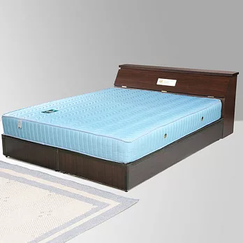 《Homelike》席歐6尺床組+獨立筒床墊-雙人加大-胡桃木紋