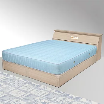 《Homelike》席歐6尺床組+獨立筒床墊-雙人加大-白橡木紋