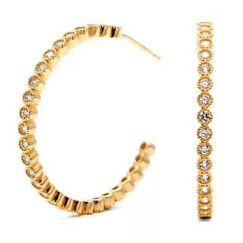 【GORJANA】美國品牌~Madison Hoops鑲白鑽18K金細緻圓耳環金色