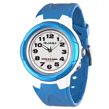 JAGA捷卡石英冷光運動錶AQ68(水藍)