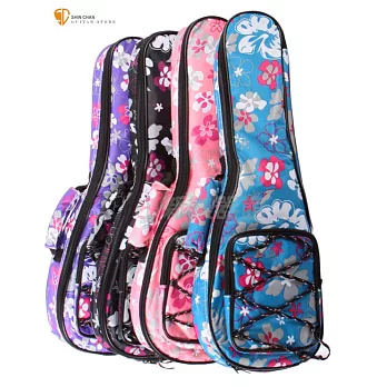 夏威夷Hula扶桑花23吋烏克麗麗厚袋(小花袋)/ 厚度達10mm /保護愛琴必購紫色