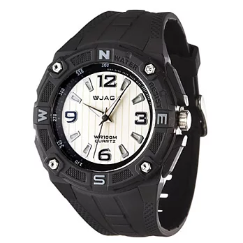 JAGA捷卡AQ116石英冷光運動錶(黑色)