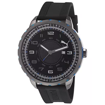 PUMA 精確目標運動腕錶-黑x藍