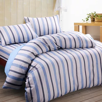 【彩條-藍】台灣精製加大四件式被套床包組