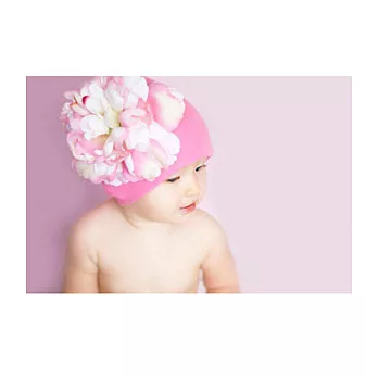 《Jamie Rae hats》花樣棉帽-超級粉紅-糖果白牡丹 (0-6M)