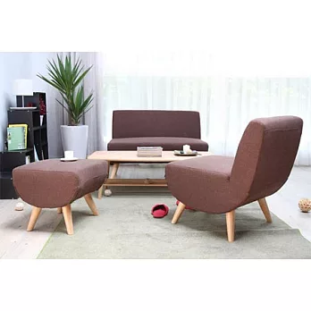 【H&D】艾波爾日式簡約三件式沙發組-雙人+單人+腳凳咖啡色