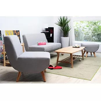 【H&D】艾波爾日式簡約三件式沙發組-雙人+單人+腳凳灰色