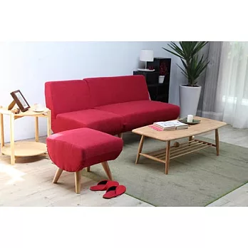 【H&D】艾波爾日式簡約三件式沙發組-雙人+單人+腳凳紅色