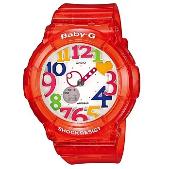 BABY-G 俏皮的風趣幽默誇張色系運動腕錶-橘-BGA-131-4B