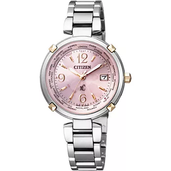 CITIZEN xC系列 親暱典藏光動能鈦金屬腕錶(粉紅銀)