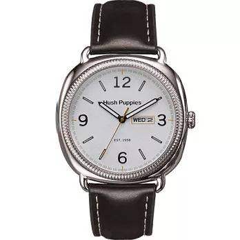Hush Puppies 1958系列復刻時代腕錶-白/44mm