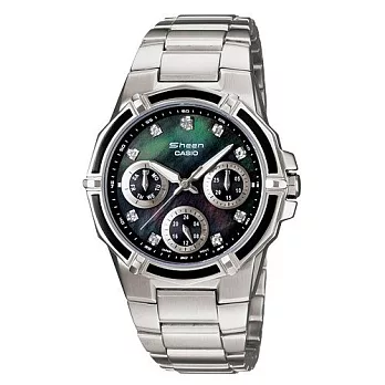 CASIO 卡西歐 三眼指針女性時尚腕錶SHN-3015DP-1A(平輸)黑色面